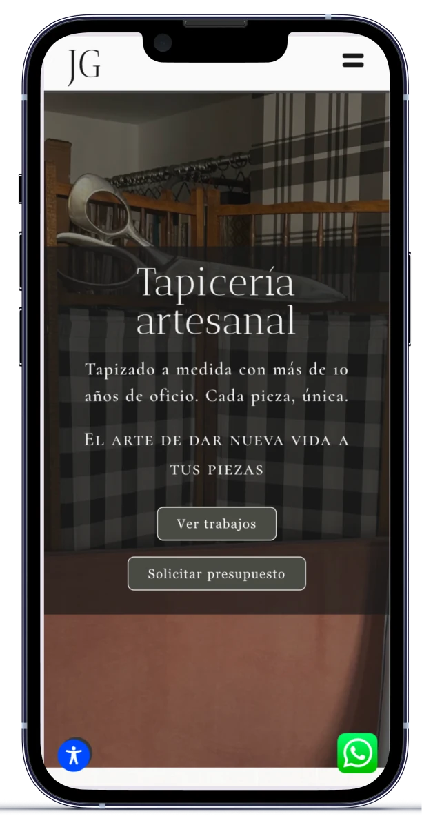 Portada del sitio en móvil